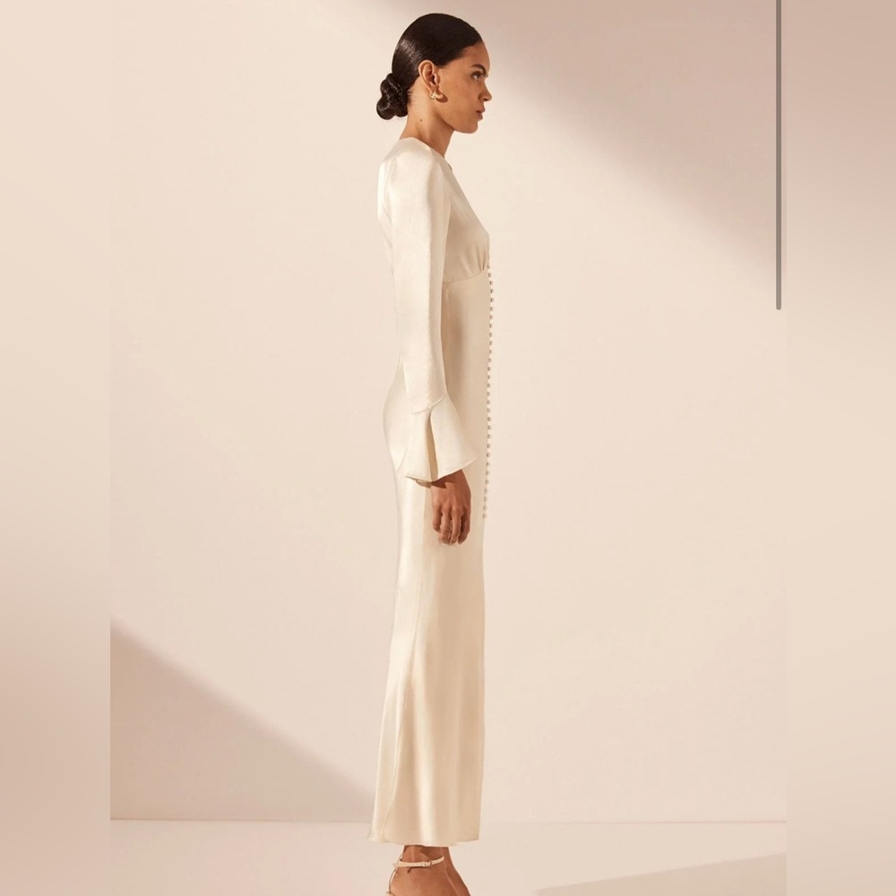 NWT Shona Joy La Lune Frill Cuff Bias Midi Dress in Cream size 8 - Picture 3 of 11